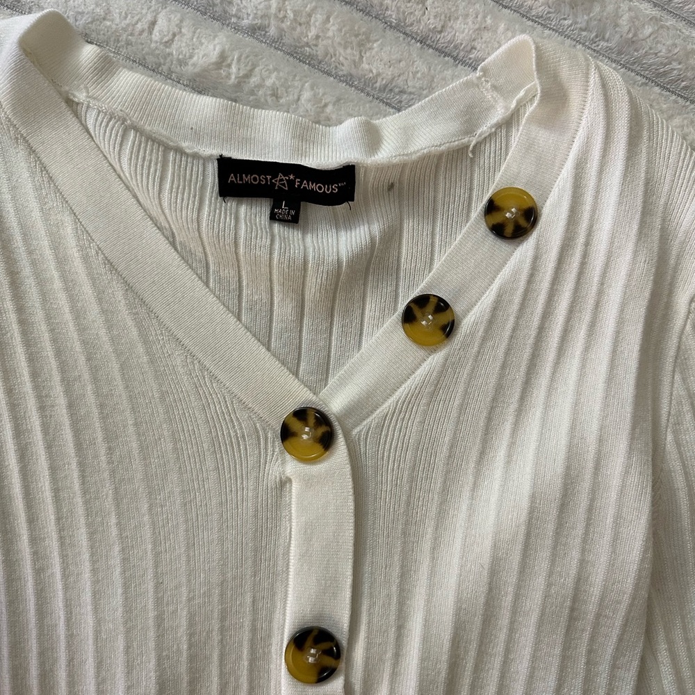 White Ribbed Cardigan - Picture 2 of 2